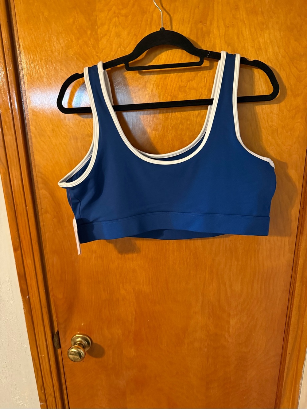 Reebok Navy Sports Bra with White Trim - Picture 2 of 4